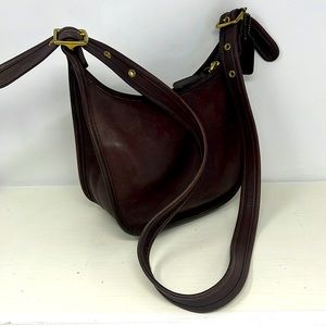 Coach Dark Brown Leather Hobo Bag with Gold Hardware